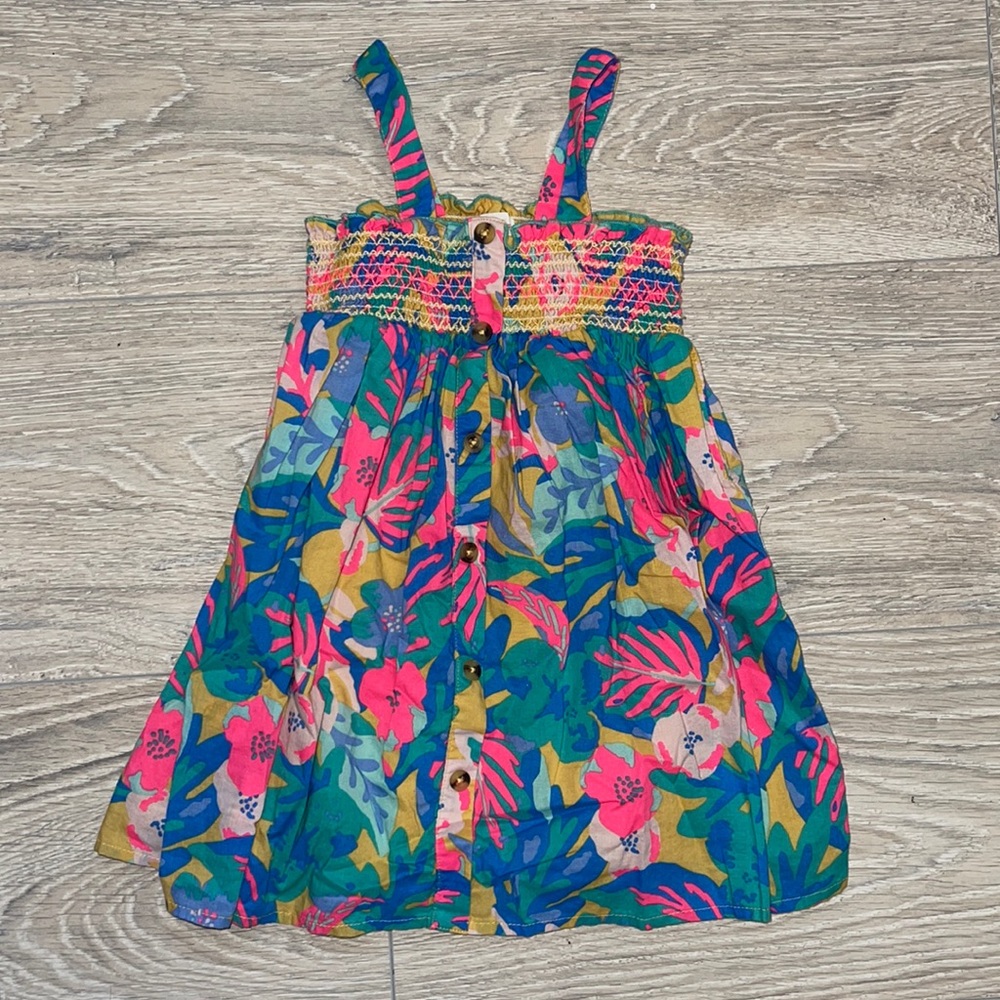 Cat & Jack Colorful Floral Summer Tropical Tank Button Front Dress - 2T